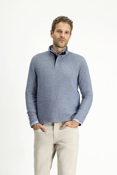 İndigo Yarım Balıkçı Yaka Regular Fit Çizgili Fermuarlı Sweatshirt