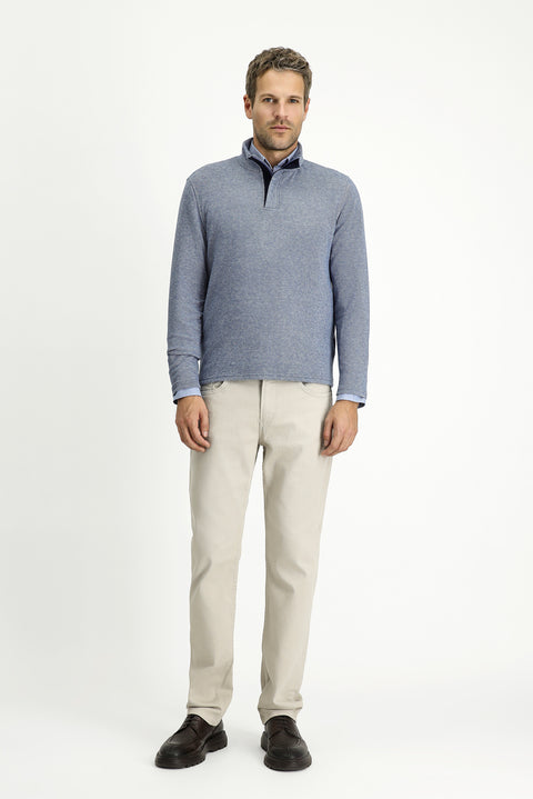 İndigo Yarım Balıkçı Yaka Regular Fit Çizgili Fermuarlı Sweatshirt