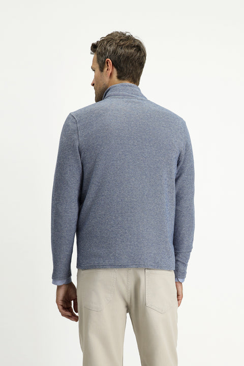 İndigo Yarım Balıkçı Yaka Regular Fit Çizgili Fermuarlı Sweatshirt