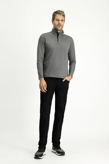 Orta Gri Melanj Yarım Balıkçı Yaka Regular Fit Fermuarlı Sweatshirt