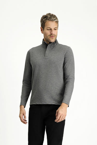 Orta Gri Melanj Yarım Balıkçı Yaka Regular Fit Fermuarlı Sweatshirt