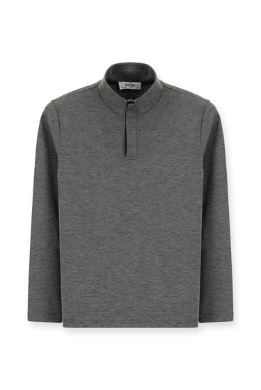 Orta Gri Melanj Yarım Balıkçı Yaka Regular Fit Fermuarlı Sweatshirt