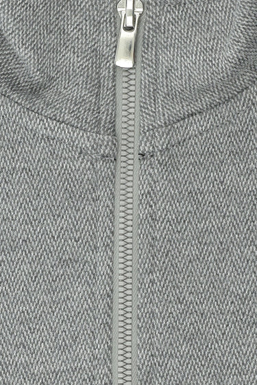  Orta Gri Melanj Yarım Balıkçı Yaka Regular Fit Fermuarlı Desenli Sweatshirt