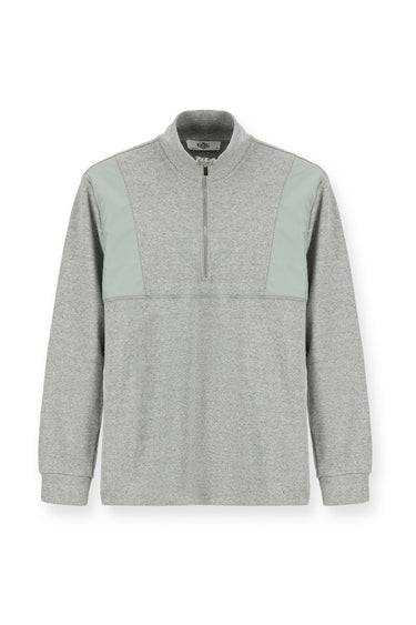 Orta Gri Melanj Yarım Balıkçı Yaka Oversize Fermuarlı Desenli Pamuklu Sweatshirt