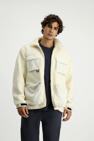  Ekru Pelüş Sweat Mont