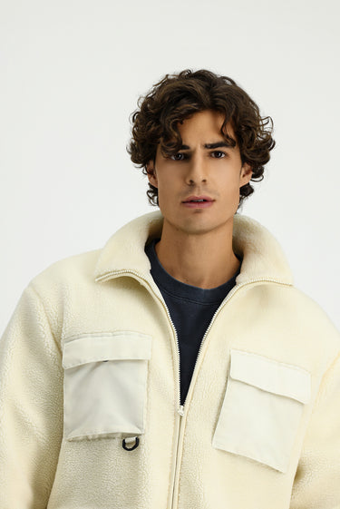 Ekru Pelüş Sweat Mont