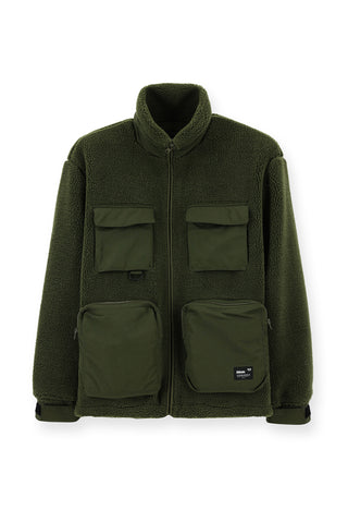  Orta Haki Pelüş Sweat Mont