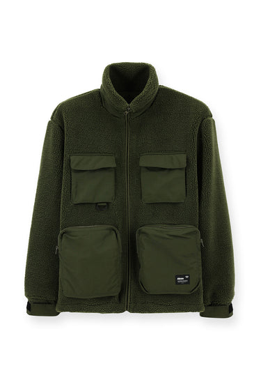  Orta Haki Pelüş Sweat Mont