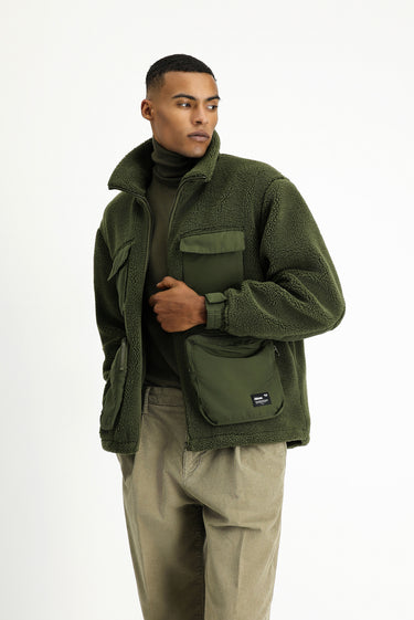 Orta Haki Pelüş Sweat Mont