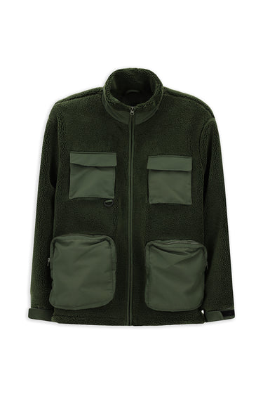 Orta Haki Pelüş Sweat Mont