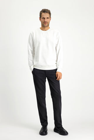  Kırık Beyaz Bisiklet Yaka Regular Fit Desenli Pamuklu Sweatshirt