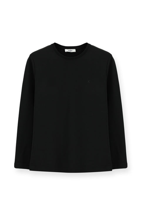 Siyah Bisiklet Yaka Regular Fit Pamuklu Sweatshirt