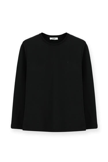Siyah Bisiklet Yaka Regular Fit Pamuklu Sweatshirt
