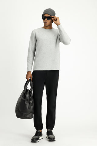  Orta Gri Melanj Bisiklet Yaka Regular Fit Pamuklu Sweatshirt