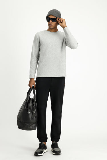 Orta Gri Melanj Bisiklet Yaka Regular Fit Pamuklu Sweatshirt