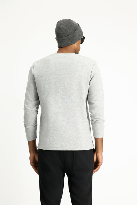 Orta Gri Melanj Bisiklet Yaka Regular Fit Pamuklu Sweatshirt