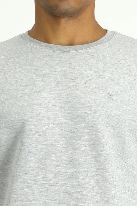 Orta Gri Melanj Bisiklet Yaka Regular Fit Pamuklu Sweatshirt