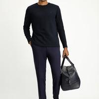 Koyu Lacivert Bisiklet Yaka Regular Fit Pamuklu Sweatshirt