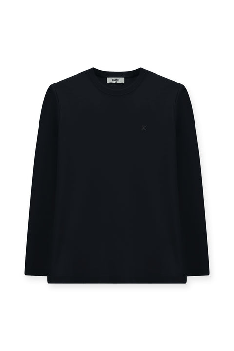 Koyu Lacivert Bisiklet Yaka Regular Fit Pamuklu Sweatshirt