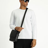Beyaz Bisiklet Yaka Regular Fit Pamuklu Sweatshirt
