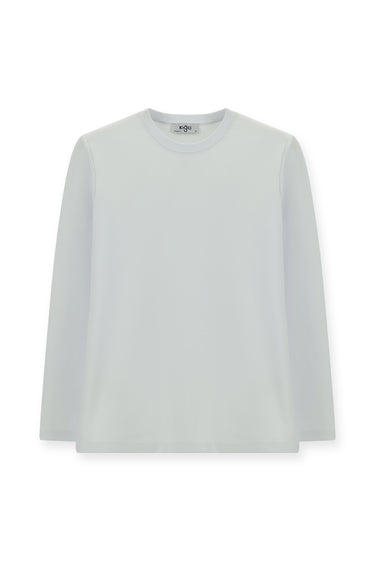 Beyaz Bisiklet Yaka Regular Fit Pamuklu Sweatshirt