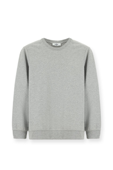 Medium Grey Melange Crew Neck Regular Fit Cotton Sweatshirt
