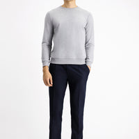 Medium Grey Melange Crew Neck Regular Fit Cotton Sweatshirt