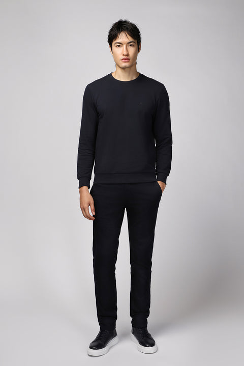Dark Navy Crew Neck Regular Fit Cotton Sweatshirt