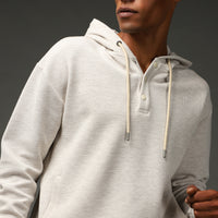 Açık Bej Kapüşonlu Desenli Pamuklu Sweatshirt