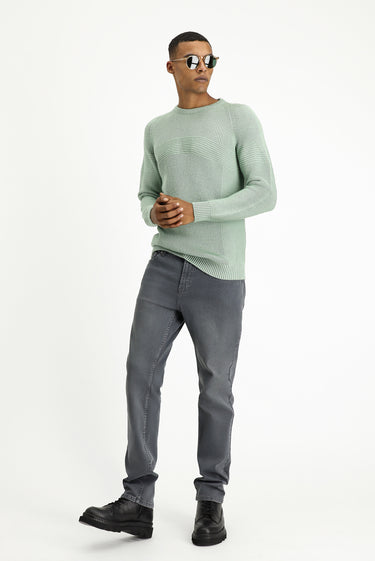  Mint Yeşili Bisiklet Yaka Regular Fit Triko Kazak