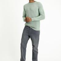 Mint Yeşili Bisiklet Yaka Regular Fit Dikişsiz Desenli Triko Kazak