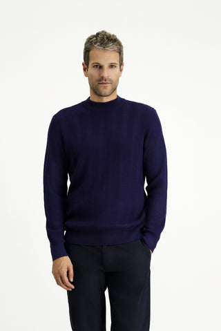  Açık Lacivert Yarım Balıkçı Yaka Slim Fit Dar Kesim Desenli Pamuklu Triko Kazak