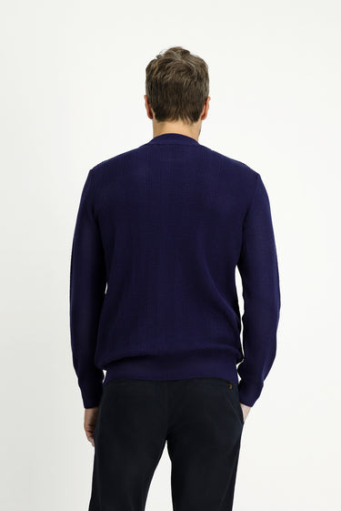 Açık Lacivert Yarım Balıkçı Yaka Slim Fit Dar Kesim Desenli Pamuklu Triko Kazak