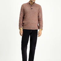 Kiremit Yarım Balıkçı Yaka Regular Fit Desenli Alpaka Yünlü Triko Kazak