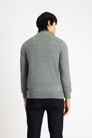  Çağla Yeşili Yarım Balıkçı Yaka Regular Fit Desenli Alpaka Yünlü Triko Kazak