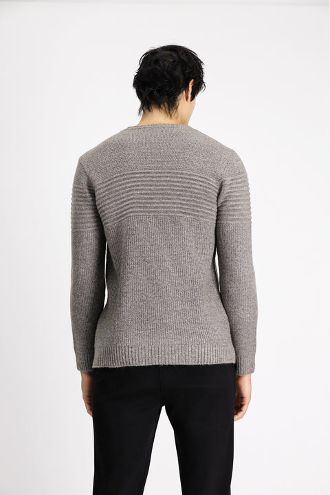 Orta Vizon Bisiklet Yaka Regular Fit Çizgili Triko Kazak