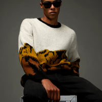 Hardal Bisiklet Yaka Oversize Desenli Triko Kazak