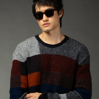 Kiremit Bisiklet Yaka Regular Fit Desenli Triko Kazak