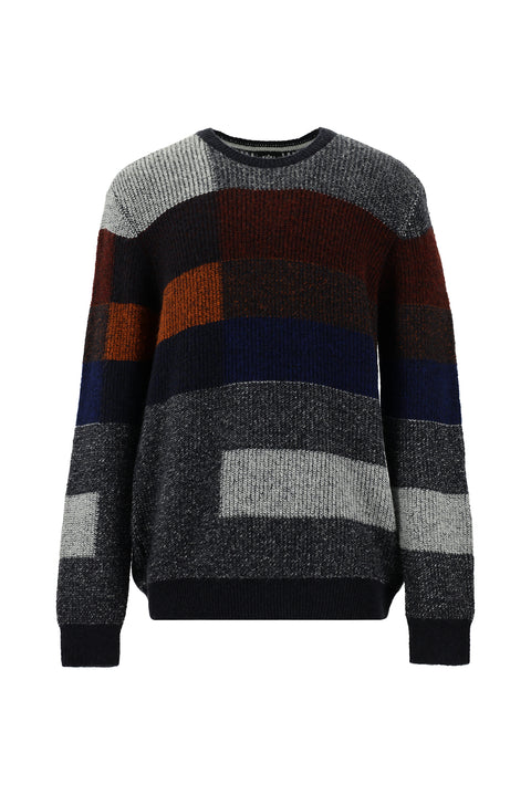 Kiremit Bisiklet Yaka Regular Fit Desenli Triko Kazak