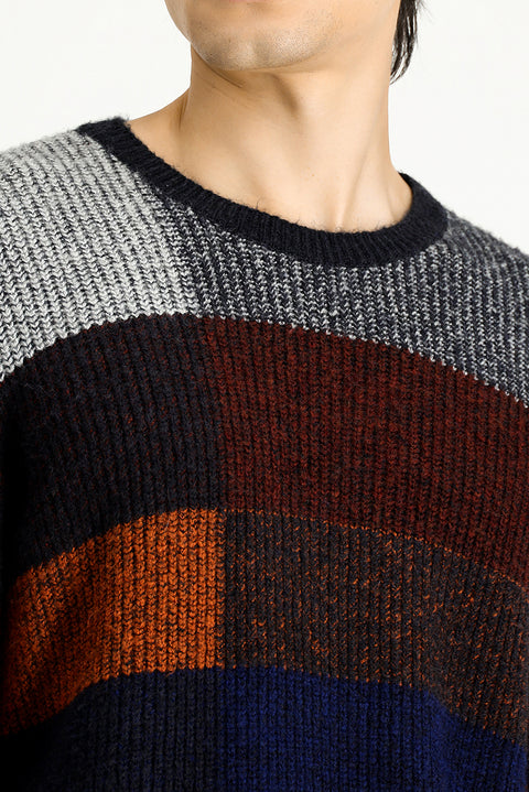 Kiremit Bisiklet Yaka Regular Fit Desenli Triko Kazak