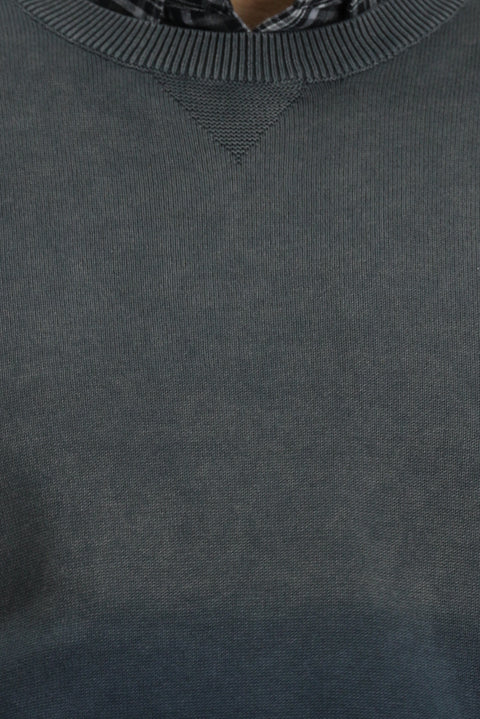 Saks Mavi Bisiklet Yaka Regular Fit Desenli Pamuk Triko Kazak