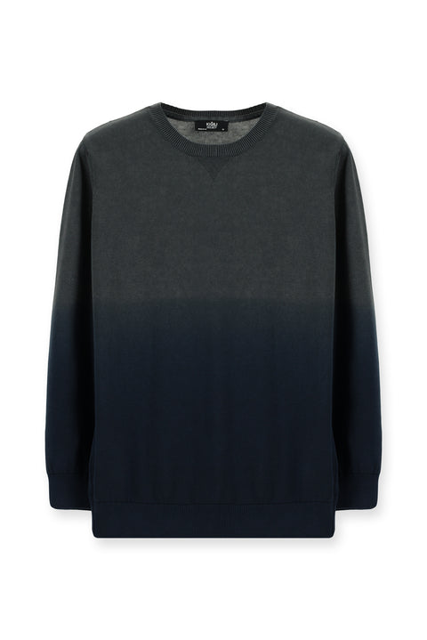 Saks Mavi Bisiklet Yaka Regular Fit Desenli Pamuk Triko Kazak