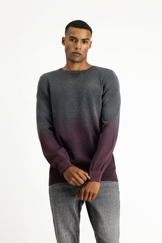  Koyu Kırmızı Bisiklet Yaka Regular Fit Desenli Pamuk Triko Kazak