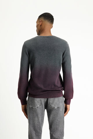  Koyu Kırmızı Bisiklet Yaka Regular Fit Desenli Pamuk Triko Kazak