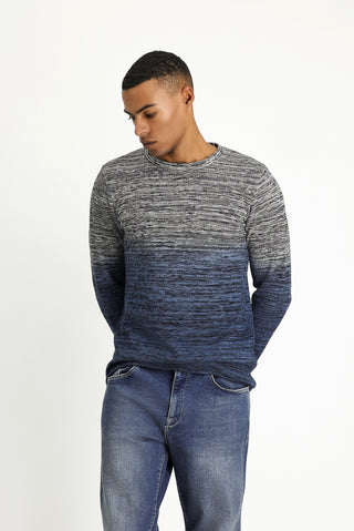  İndigo Bisiklet Yaka Slim Fit Dar Kesim Desenli Pamuklu Triko Kazak