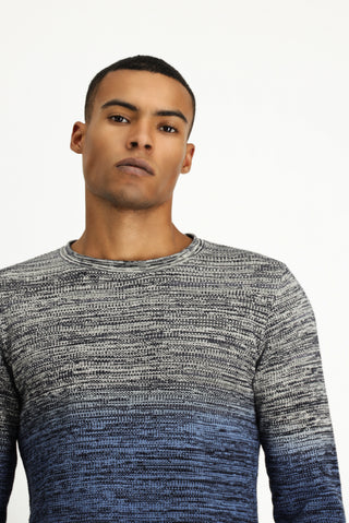  İndigo Bisiklet Yaka Slim Fit Dar Kesim Desenli Pamuklu Triko Kazak