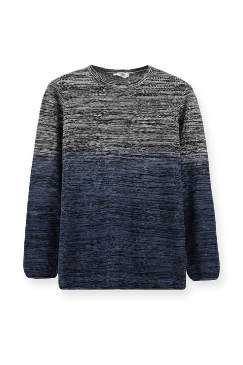 İndigo Bisiklet Yaka Slim Fit Dar Kesim Desenli Pamuklu Triko Kazak