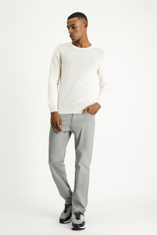  Ekru Bisiklet Yaka Regular Fit Desenli Pamuklu Triko Kazak