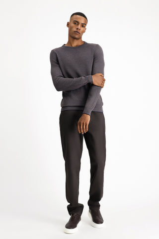  Açık Kahve  Bisiklet Yaka Slim Fit Dar Kesim Pamuklu Triko Kazak