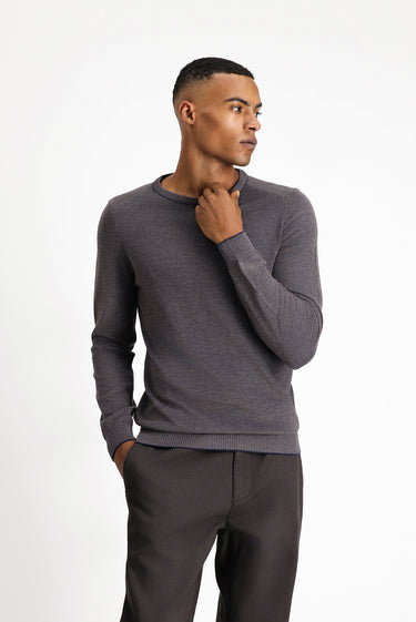  Açık Kahve  Bisiklet Yaka Slim Fit Dar Kesim Pamuklu Triko Kazak